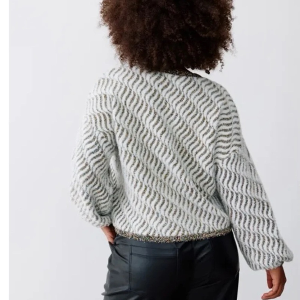 OLIVER BONAS Wavy Tinsel Metallic Knitted Jumper Sweater 
Sz US 14 or Large - Picture 2 of 12